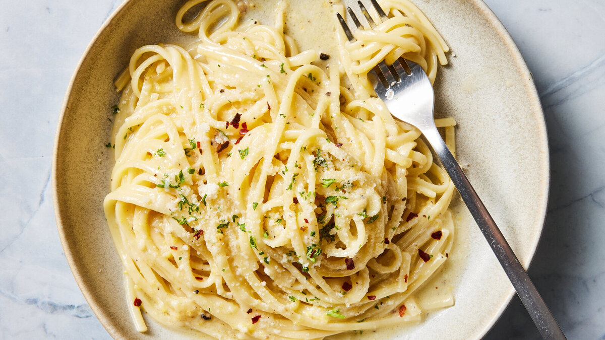 Citroen-Knoflook Linguine