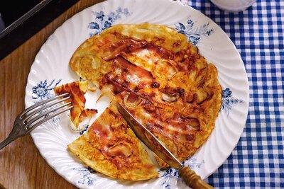 Spekpannenkoeken met ui